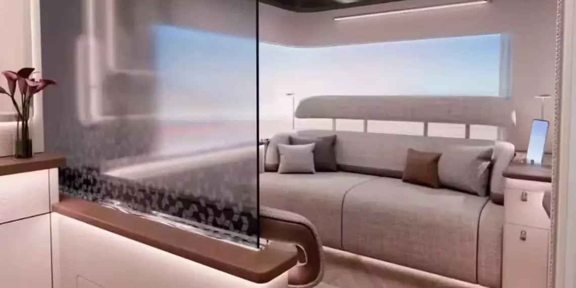 aviao com super primeira classe Avião com super primeira classe redefine o luxo nas alturas com cabines privativas e teto digital