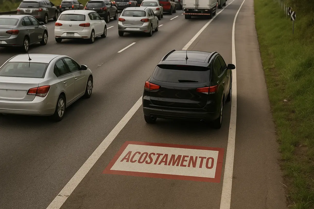 andar no acostamento 1 Pegou acostamento para fugir do trânsito? Veja o que diz o CTB, a multa pesada e como recorrer